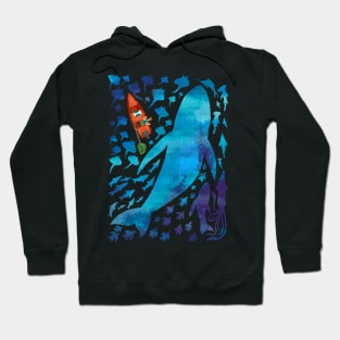 Great Blue Ocean Whale and a Fisherman Hoodie